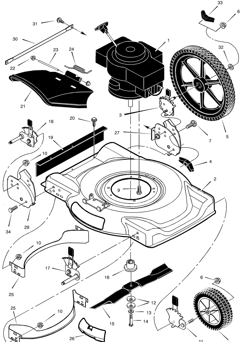Mower Housing Assembly Diagram and Parts List for 225112X92A 2004 Briggs and Stratton Lawn Mower